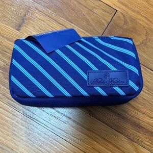 NWT United x Polaris Brooks Brothers Navy and Light Blue Striped Toiletry Bag